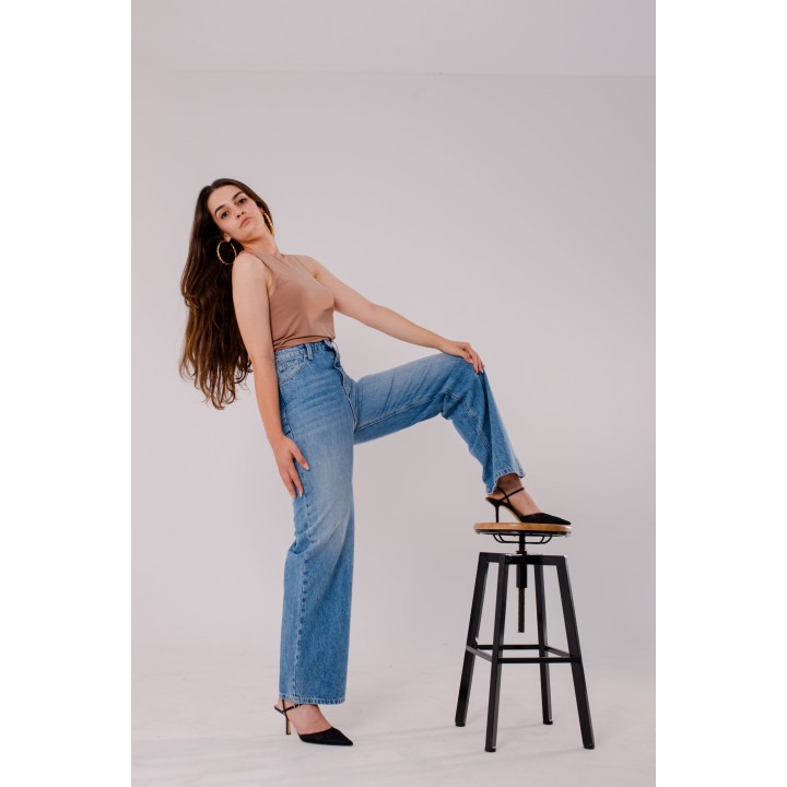 pantalon femme 5 poche wide-leg