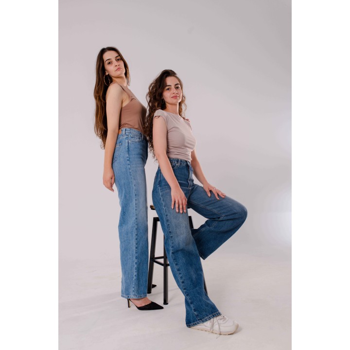 pantalon femme 5 poche wide-leg