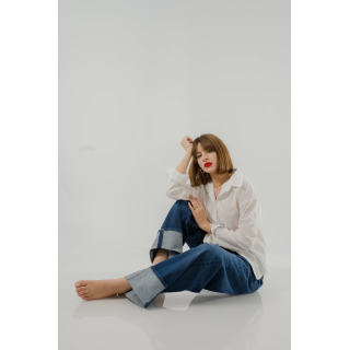 Jean Femme à Boutons – Coupe Large & Taille Haute