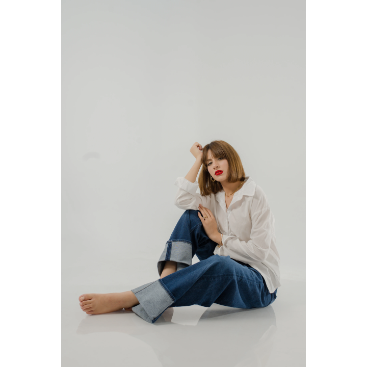 Jean Femme à Boutons – Coupe Large & Taille Haute