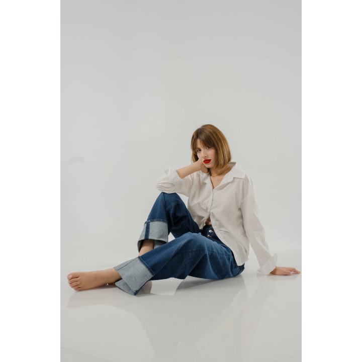 Jean Femme à Boutons – Coupe Large & Taille Haute