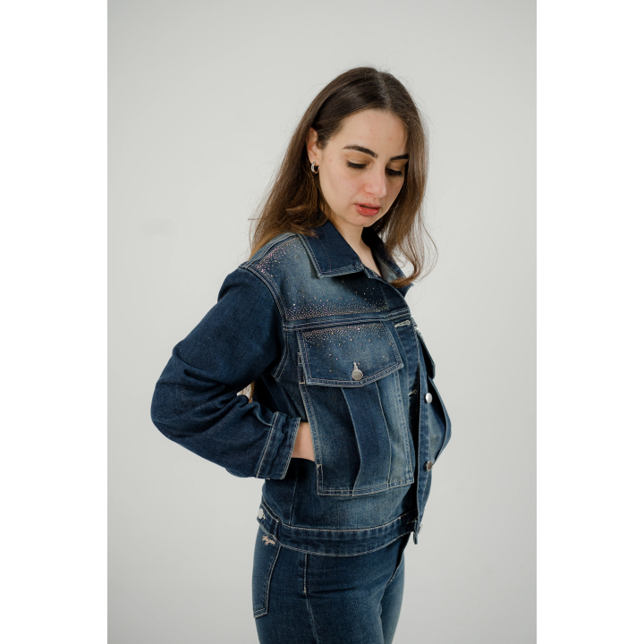 set femme - veste à strass & pantalon droite