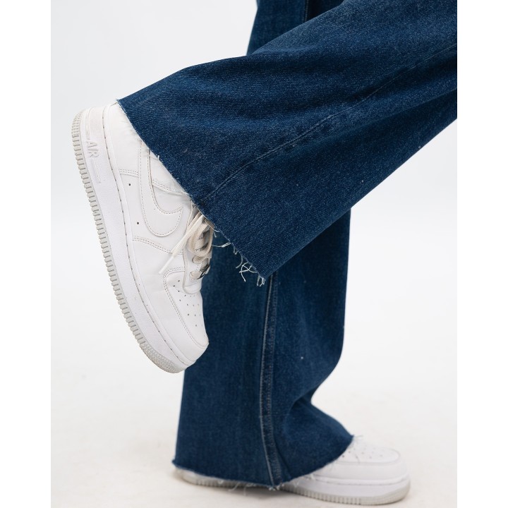 Jean wide-leg super taille haute avec strass