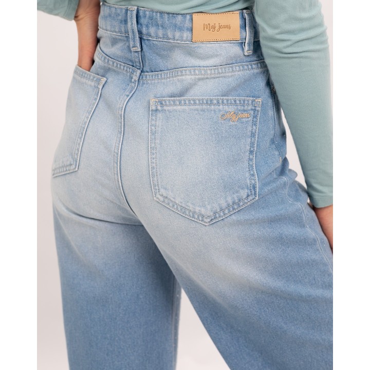 Jean wide-leg super taille haute avec strass