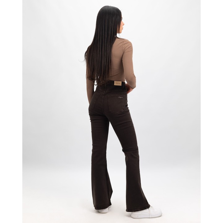 Jean flare super taille haute pré-teint