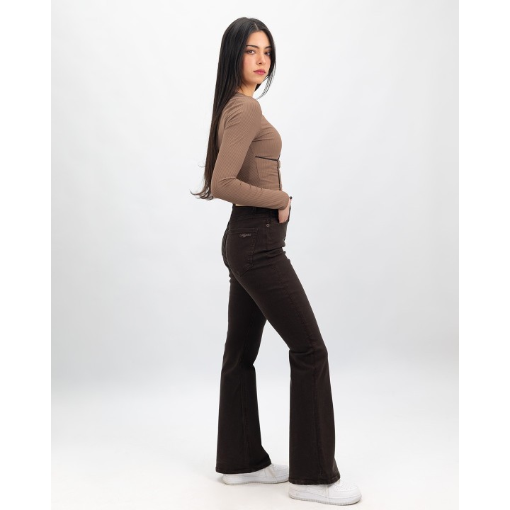 Jean flare super taille haute pré-teint