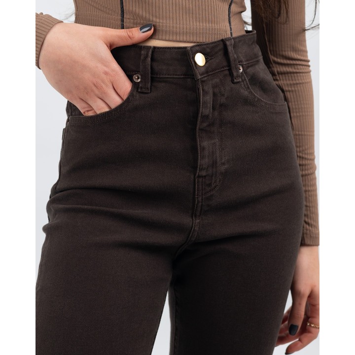 Jean flare super taille haute pré-teint