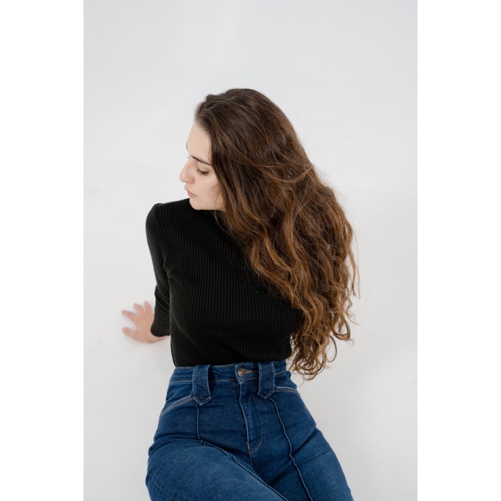 Jean large taille haute avec pli devant