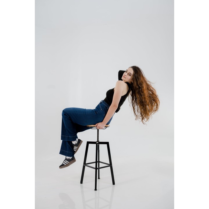 Jean large taille haute avec pli devant