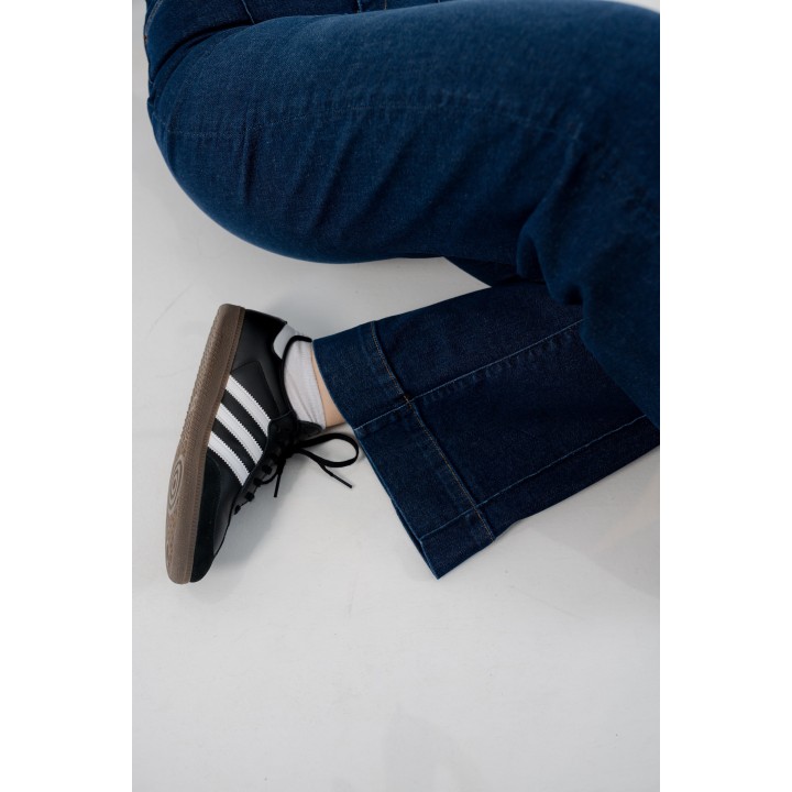 Jean large taille haute avec pli devant