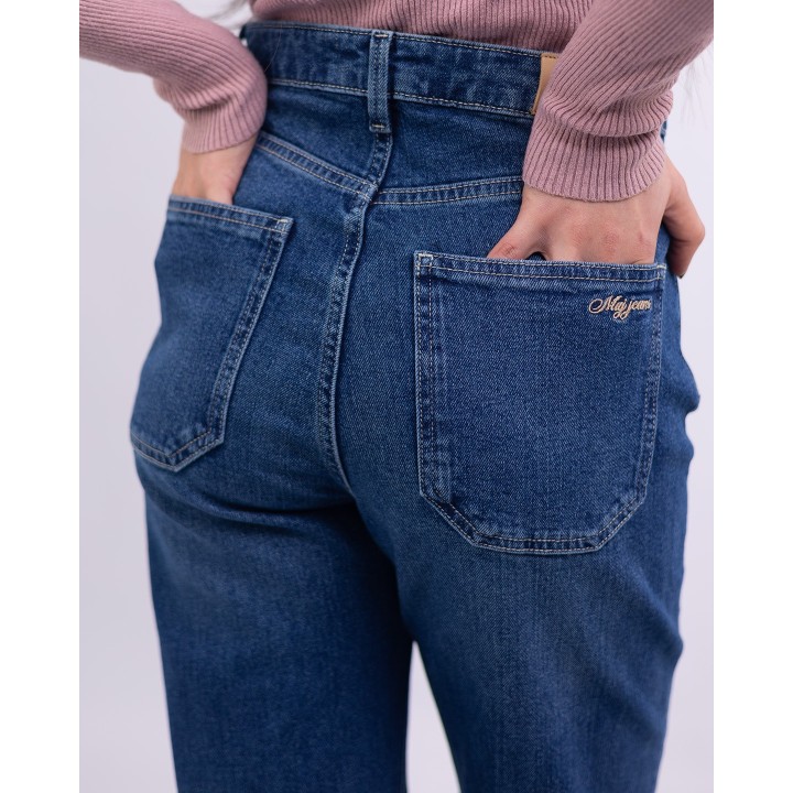 Jean coupe droite super taille haute à poches plaquées