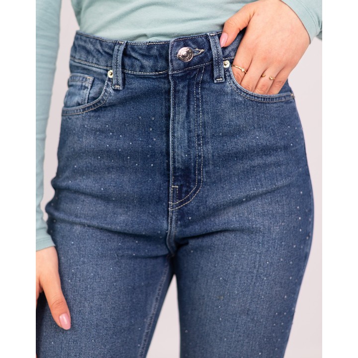 pantalon bleu avec strasse