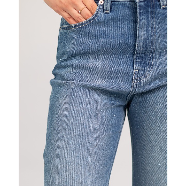 pantalon femme droite  avec strasse