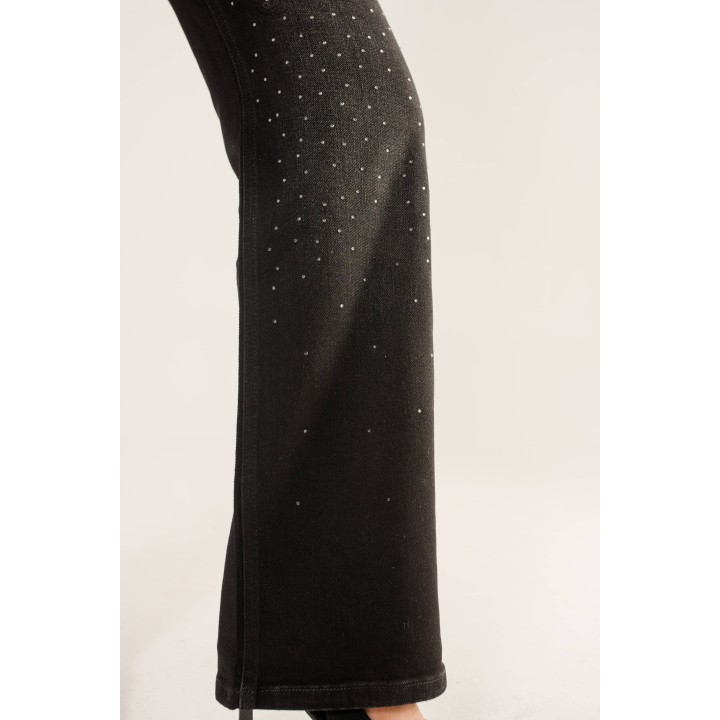 pantalon femme droite  avec strasse