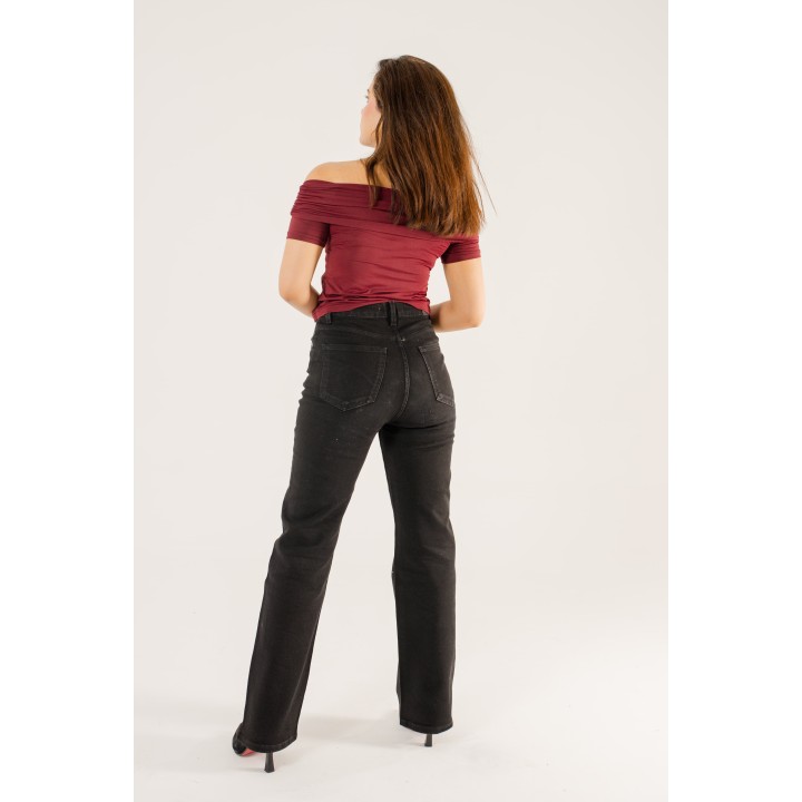 pantalon femme droite  avec strasse