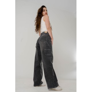 Pantalon Baggy femme avec lichette  gris