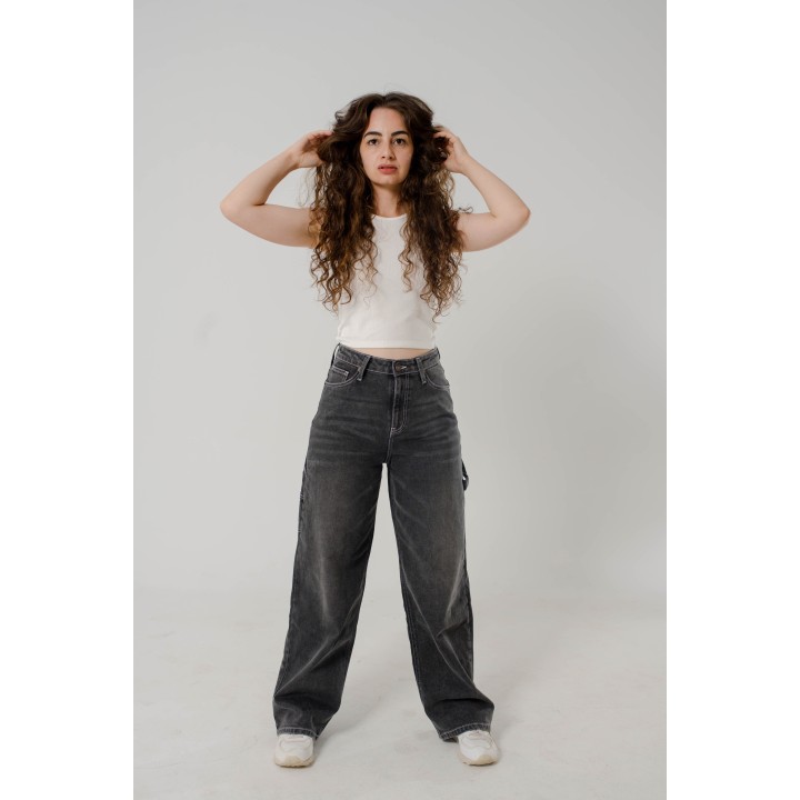 Pantalon Baggy femme avec lichette  gris
