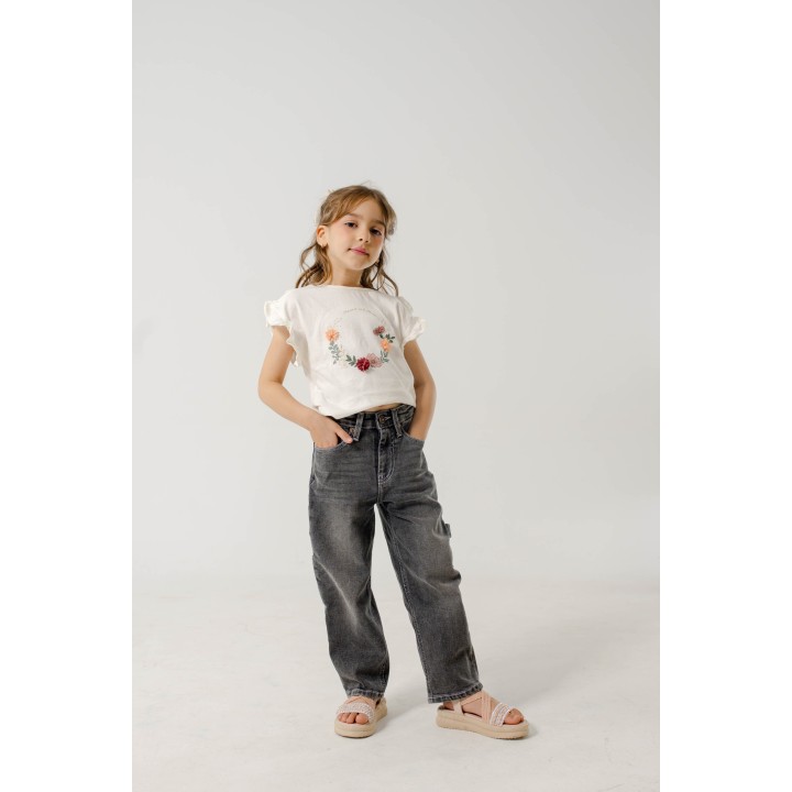 Pantalon Baggy fillette avec lichette gris