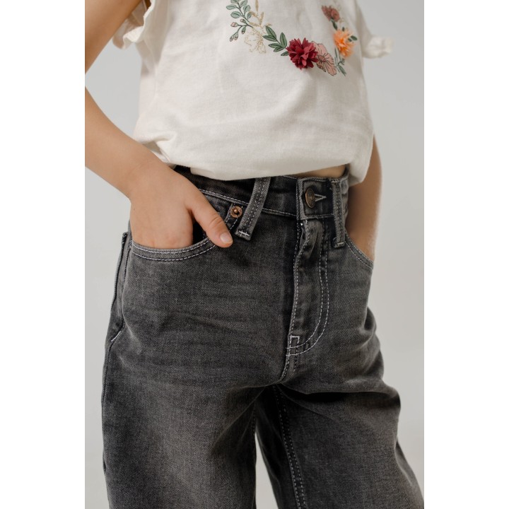 Pantalon Baggy fillette avec lichette gris