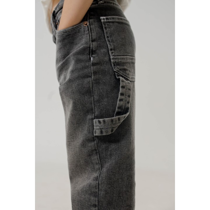 Pantalon Baggy fillette avec lichette gris