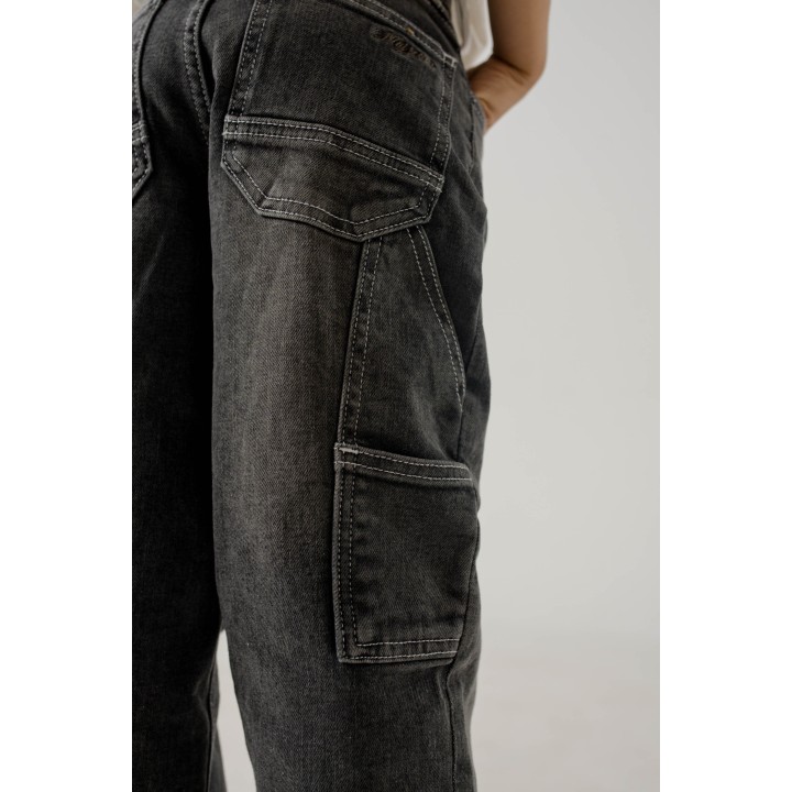 Pantalon Baggy fillette avec lichette gris